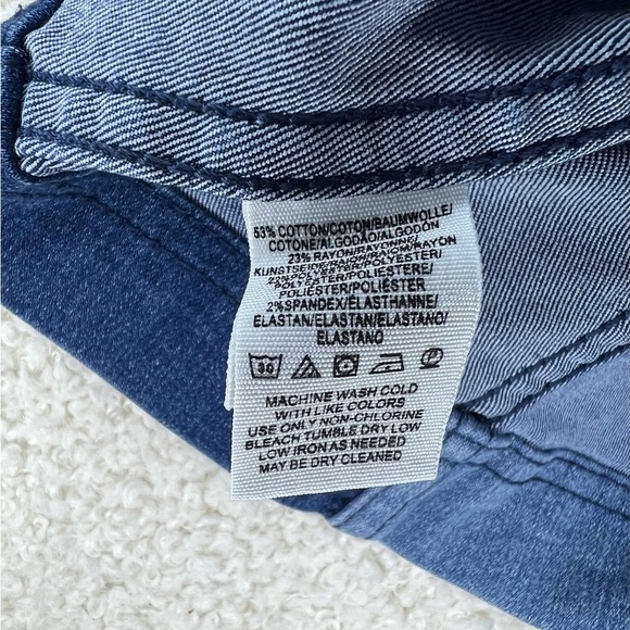 Free People Patchwork Two Tone Blue Mini Denim Skirt Size 4 - Picture 5 of 5